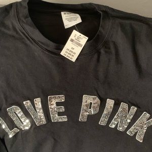 NWT PINK by Victorias Secret Long Sleeve Bling Tee